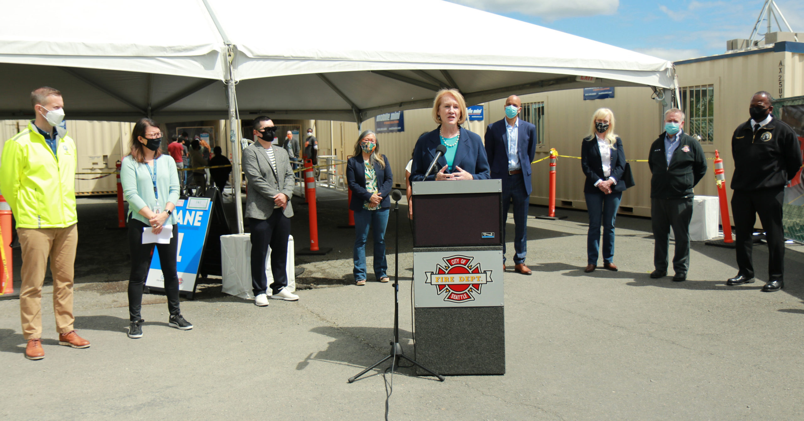 Photo: Mayor Durkan and other City and local leaders at press conference